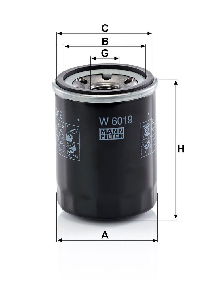 Ilustracja W 6019 MANN-FILTER filtr oleju