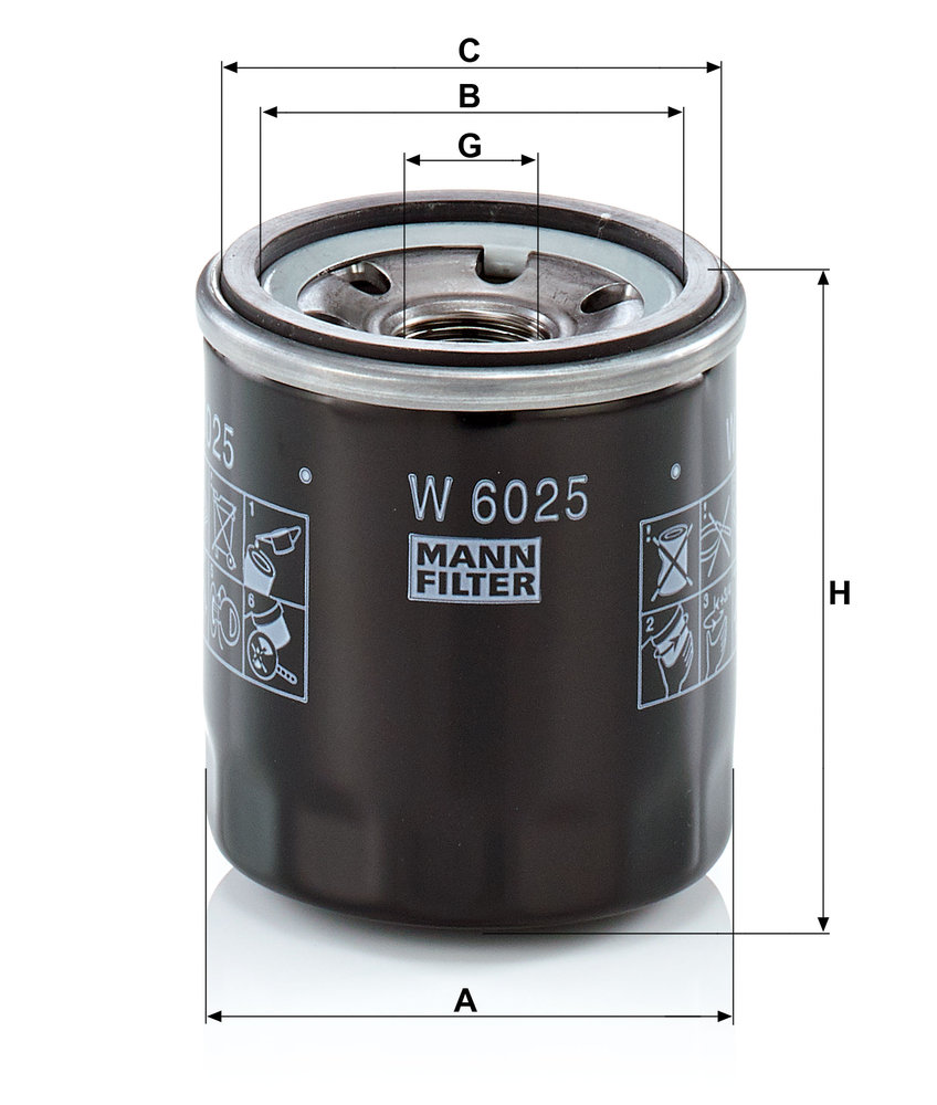 Ilustracja W 6025 MANN-FILTER filtr oleju