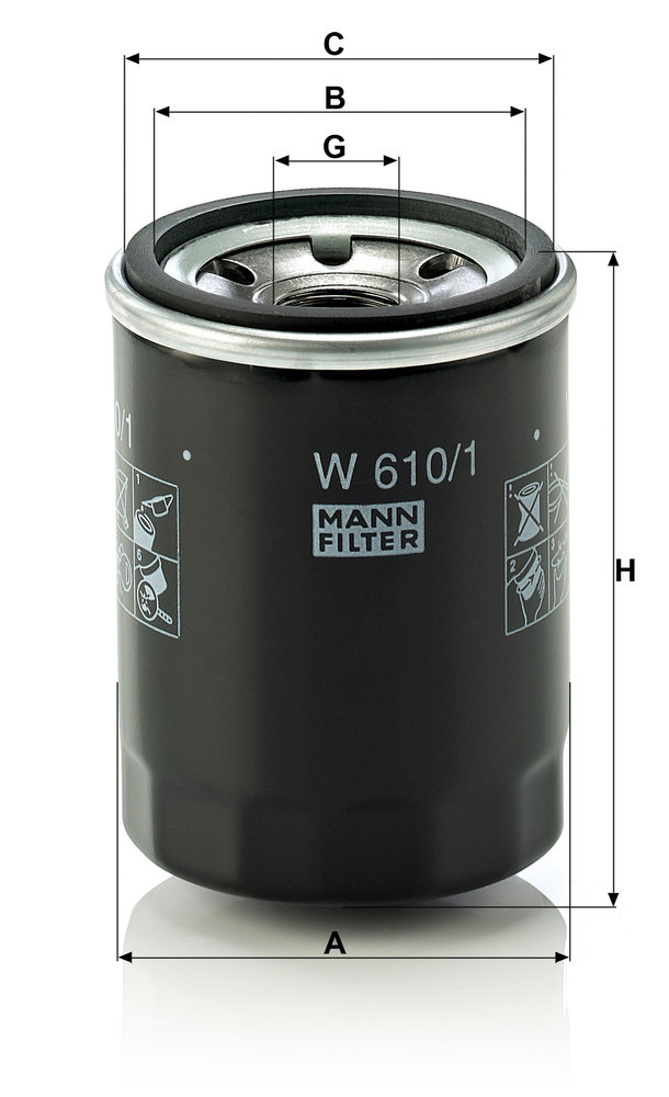 Ilustracja W 610/1 MANN-FILTER filtr oleju