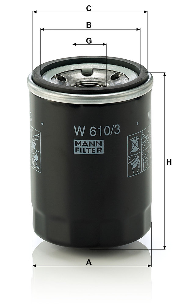 Ilustracja W 610/3 MANN-FILTER filtr oleju
