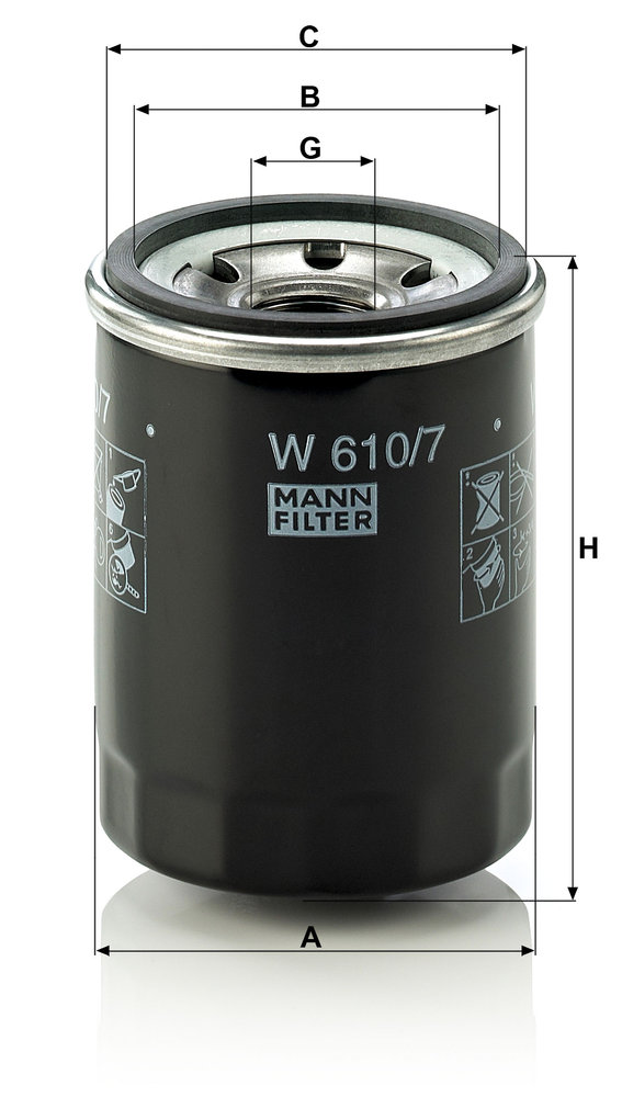 Ilustracja W 610/7 MANN-FILTER filtr oleju