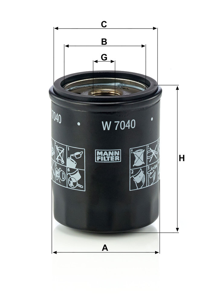 Ilustracja W 7040 MANN-FILTER filtr oleju