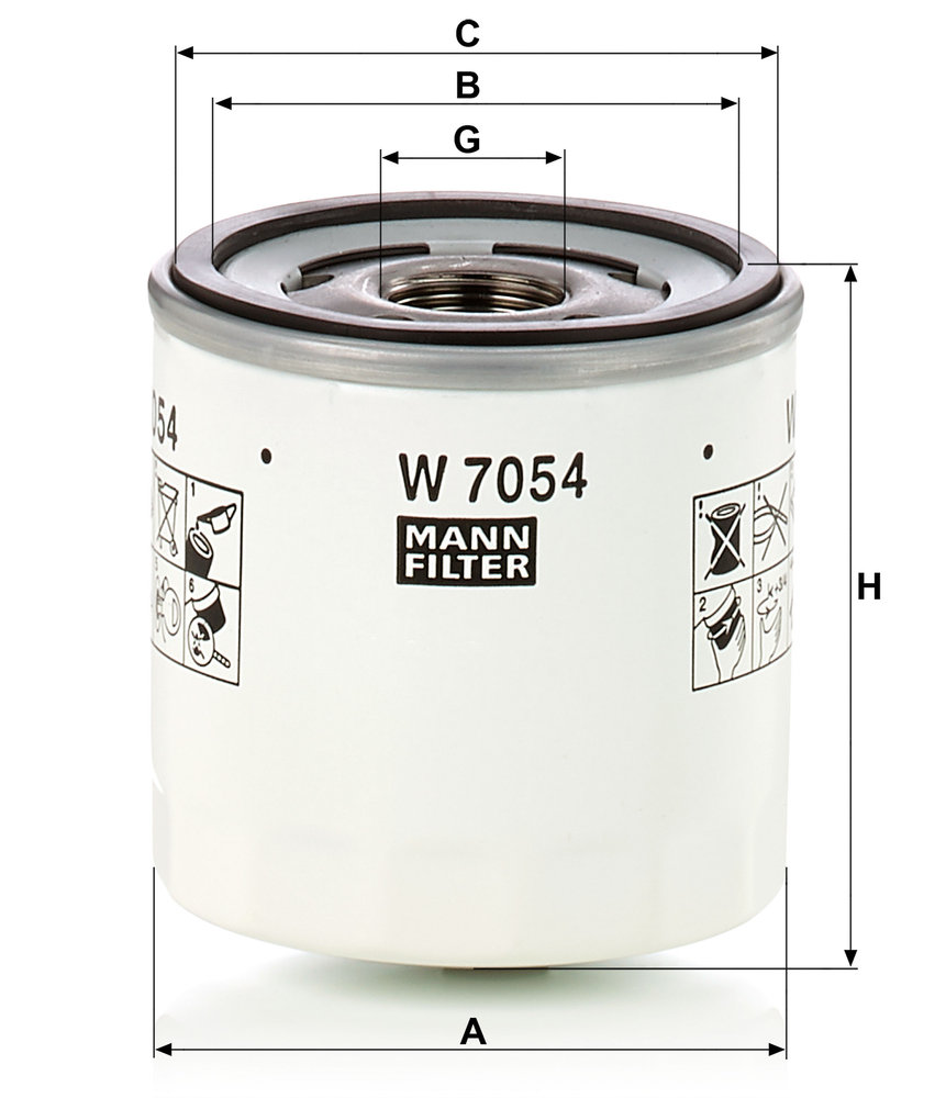 Ilustracja W 7054 MANN-FILTER filtr oleju