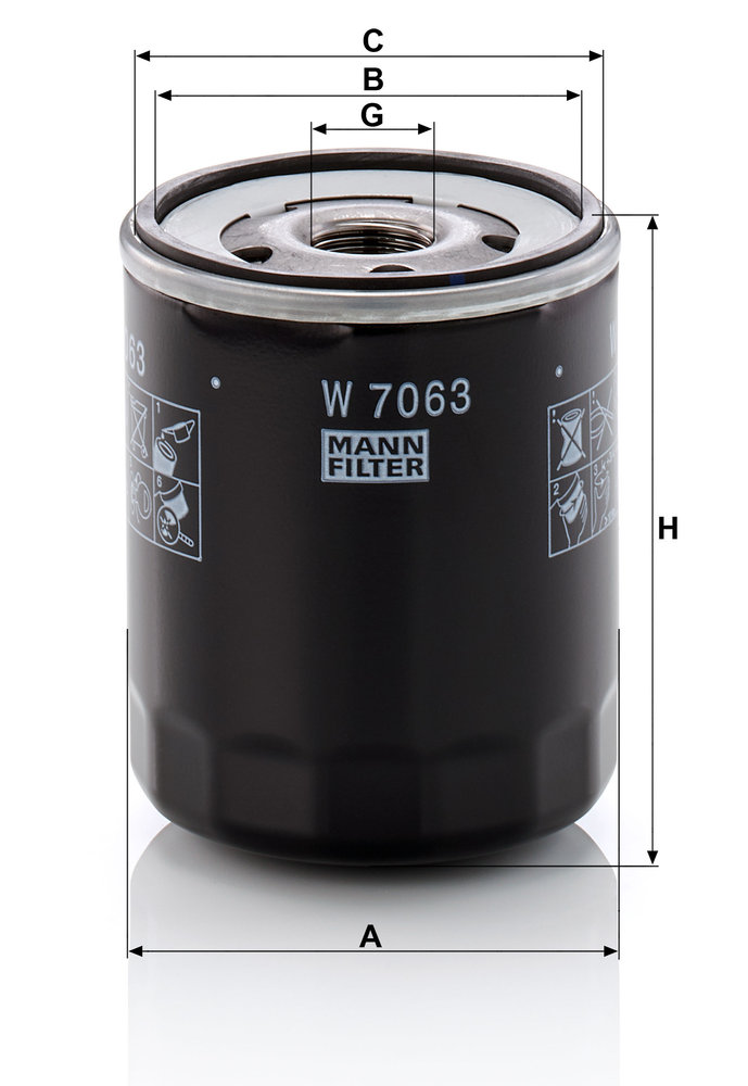 Ilustracja W 7063 MANN-FILTER filtr oleju