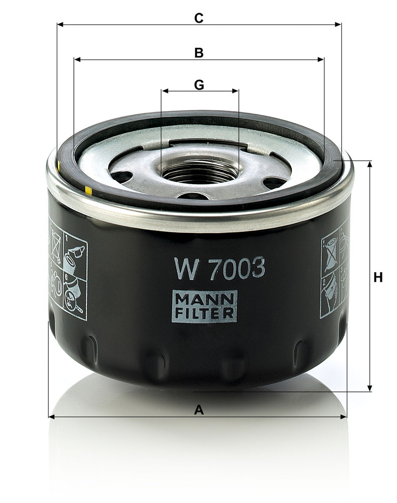 Ilustracja W 7003 MANN-FILTER filtr oleju