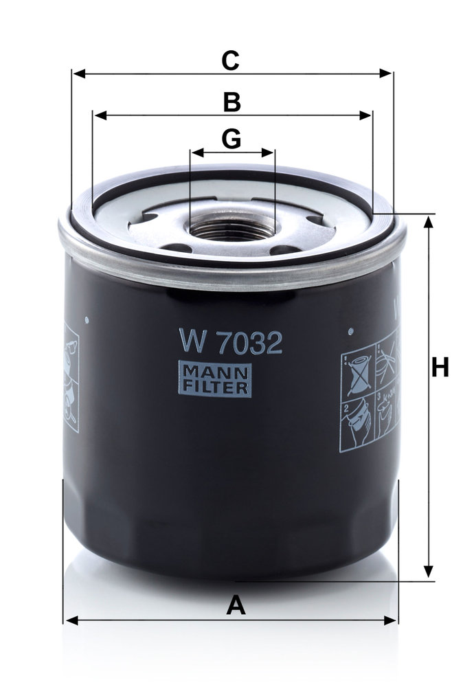 Ilustracja W 7032 MANN-FILTER filtr oleju