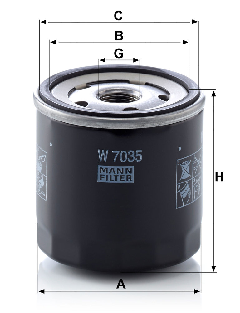 Ilustracja W 7035 MANN-FILTER filtr oleju