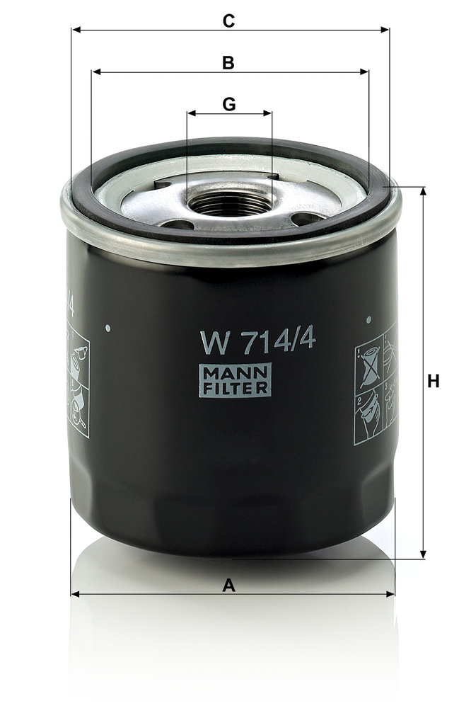 Ilustracja W 714/4 MANN-FILTER filtr oleju