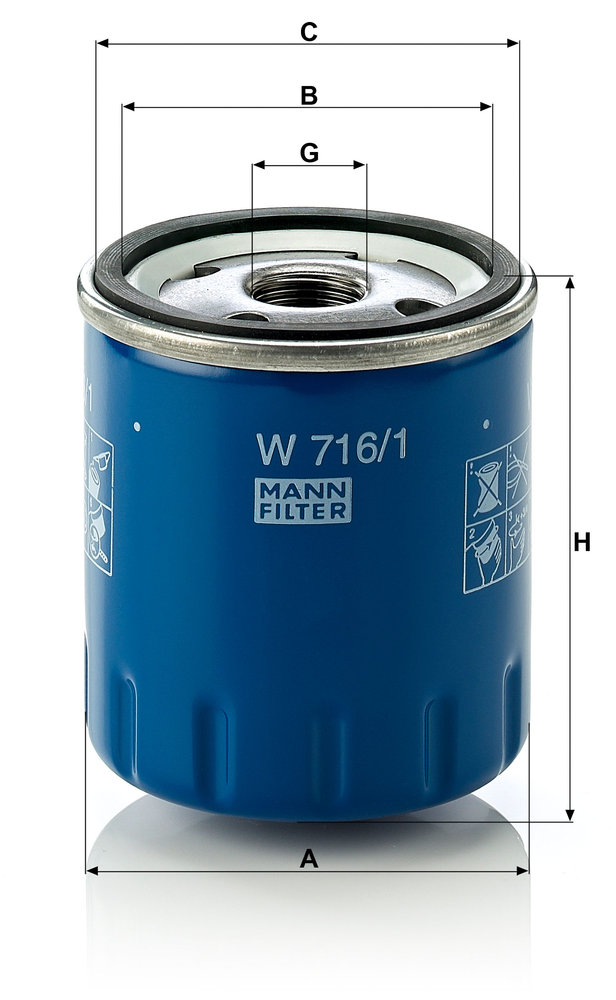 Ilustracja W 716/1 MANN-FILTER filtr oleju