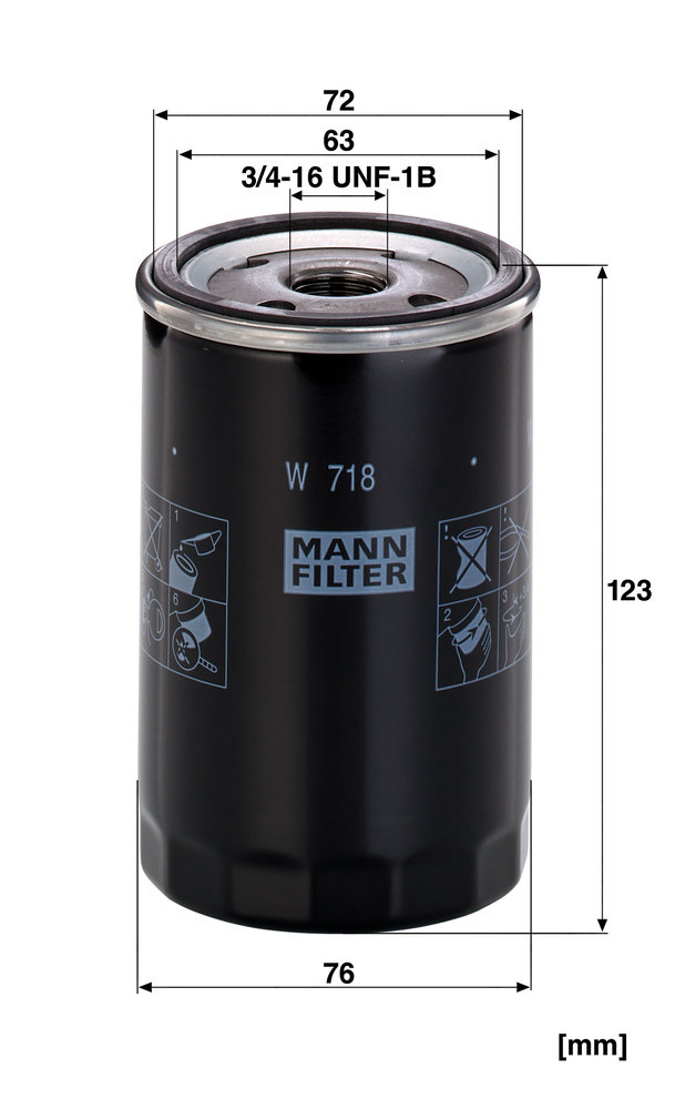Ilustracja W 718 MANN-FILTER filtr oleju