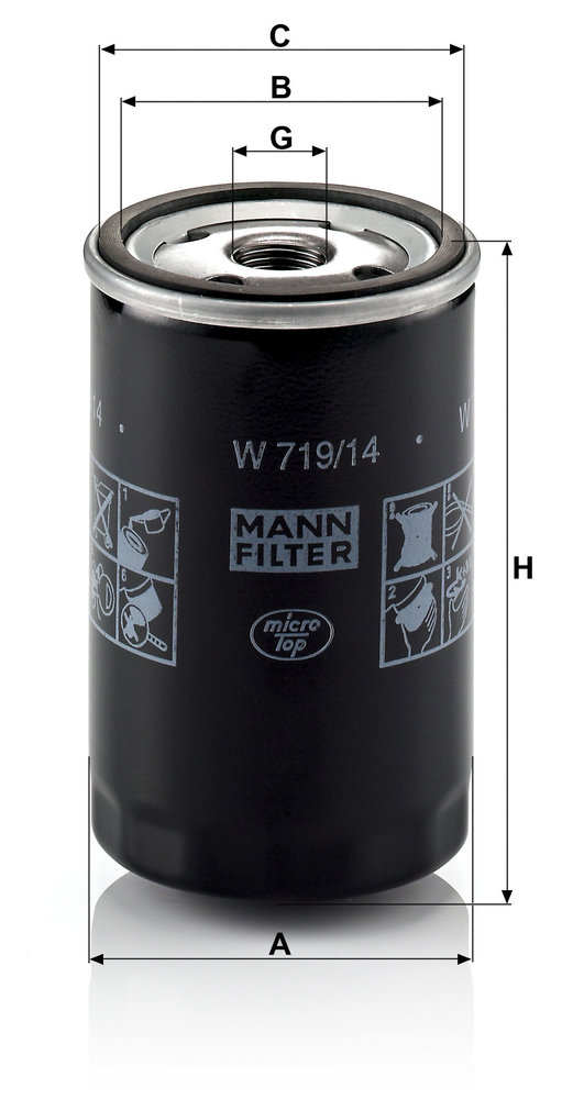 Ilustracja W 719/14 MANN-FILTER filtr oleju