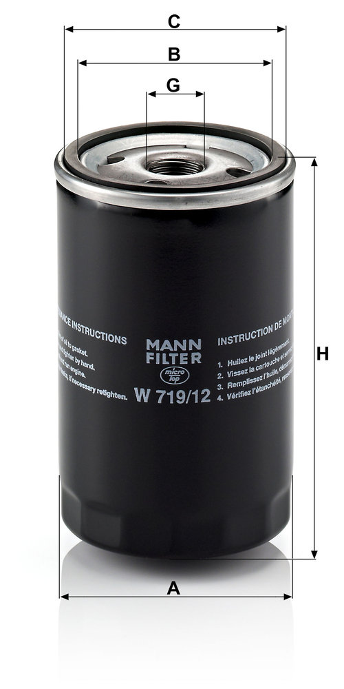 Ilustracja W 719/12 MANN-FILTER filtr oleju