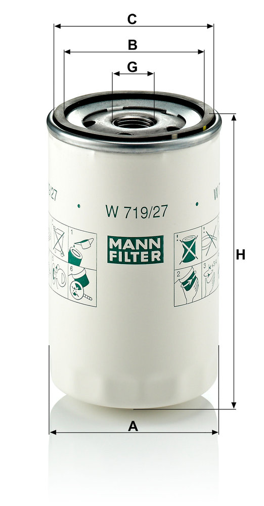 Ilustracja W 719/27 MANN-FILTER filtr oleju