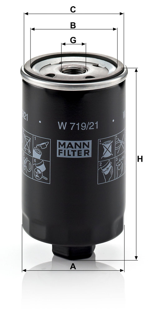 Ilustracja W 719/21 MANN-FILTER filtr oleju