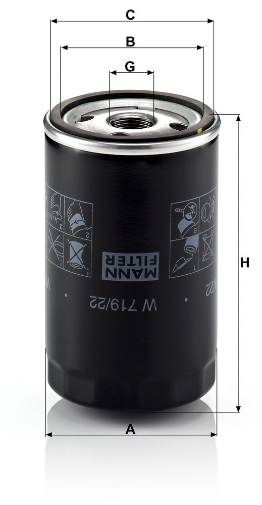 Ilustracja W 719/22 MANN-FILTER filtr oleju