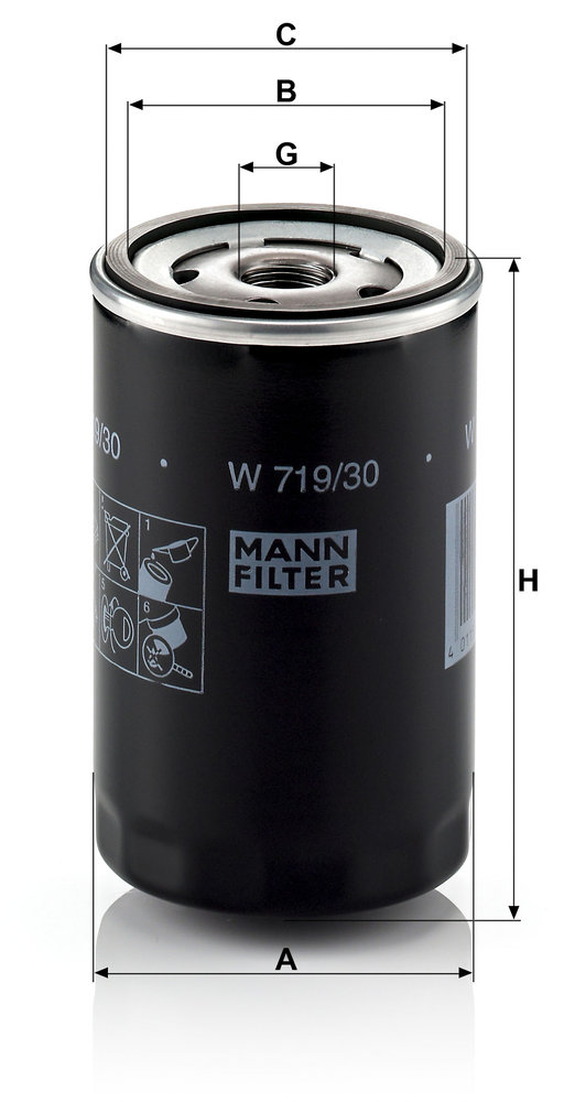 Ilustracja W 719/30 MANN-FILTER filtr oleju