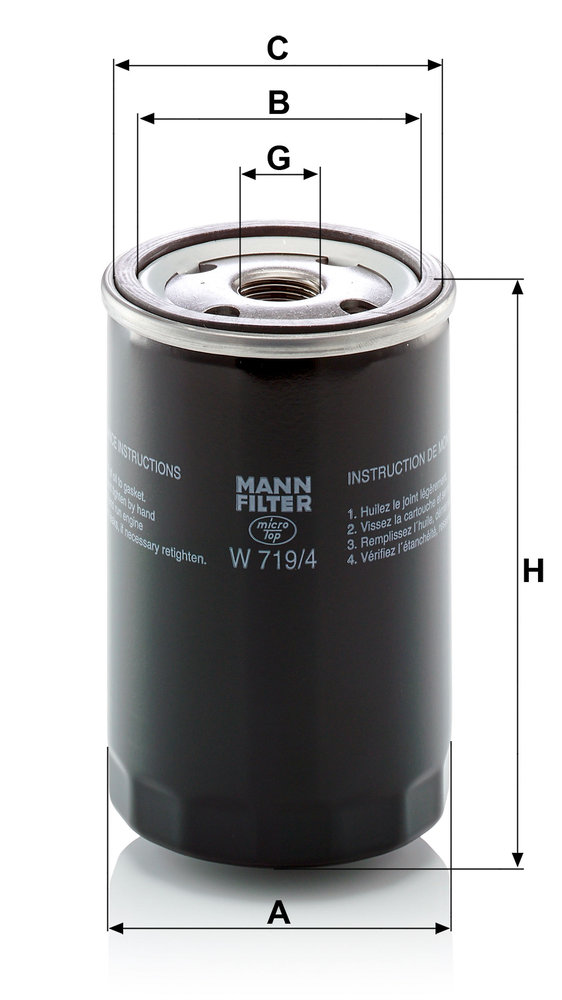 Ilustracja W 719/4 MANN-FILTER filtr oleju