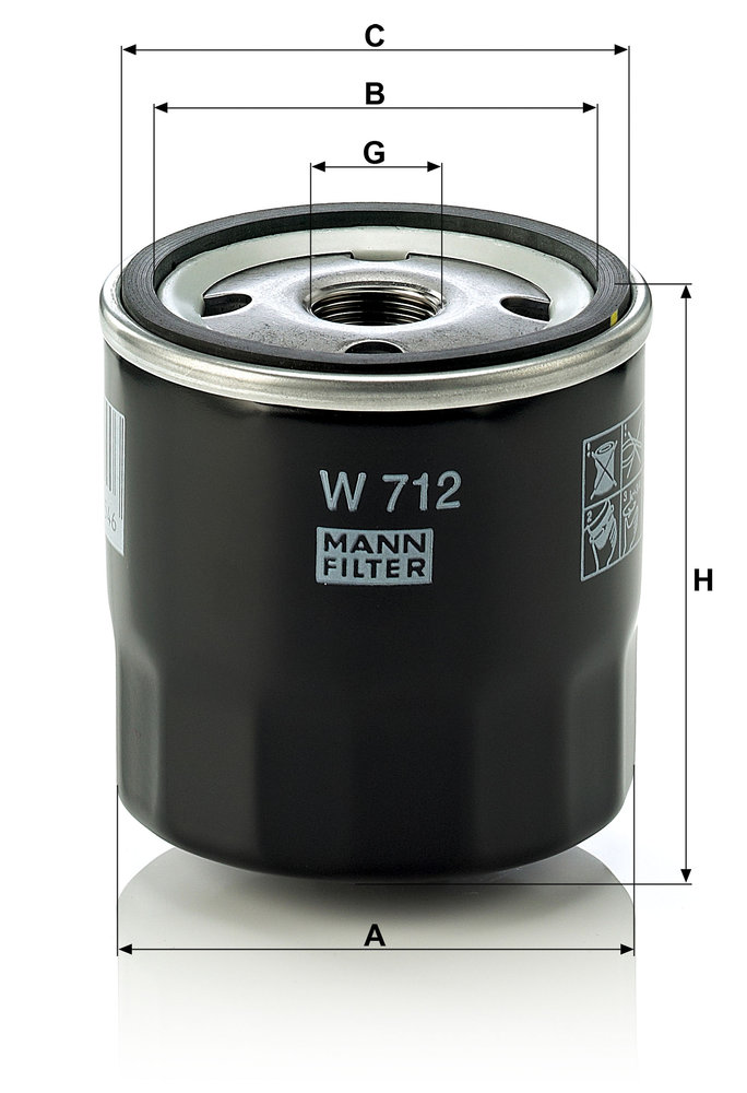 Ilustracja W 712 MANN-FILTER filtr oleju