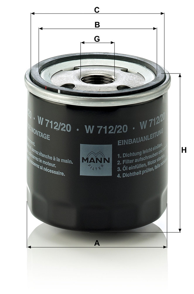 Ilustracja W 712/20 MANN-FILTER filtr oleju