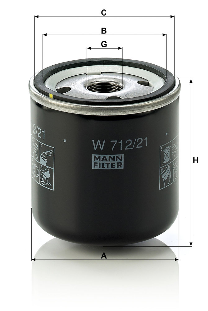 Ilustracja W 712/21 MANN-FILTER filtr oleju