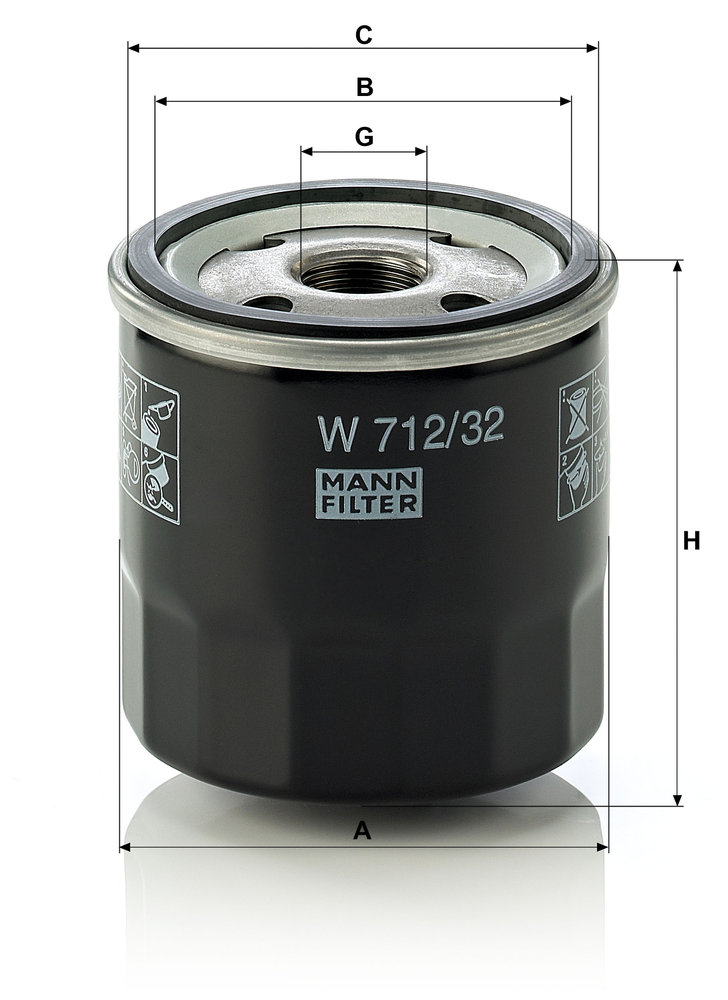Ilustracja W 712/32 MANN-FILTER filtr oleju