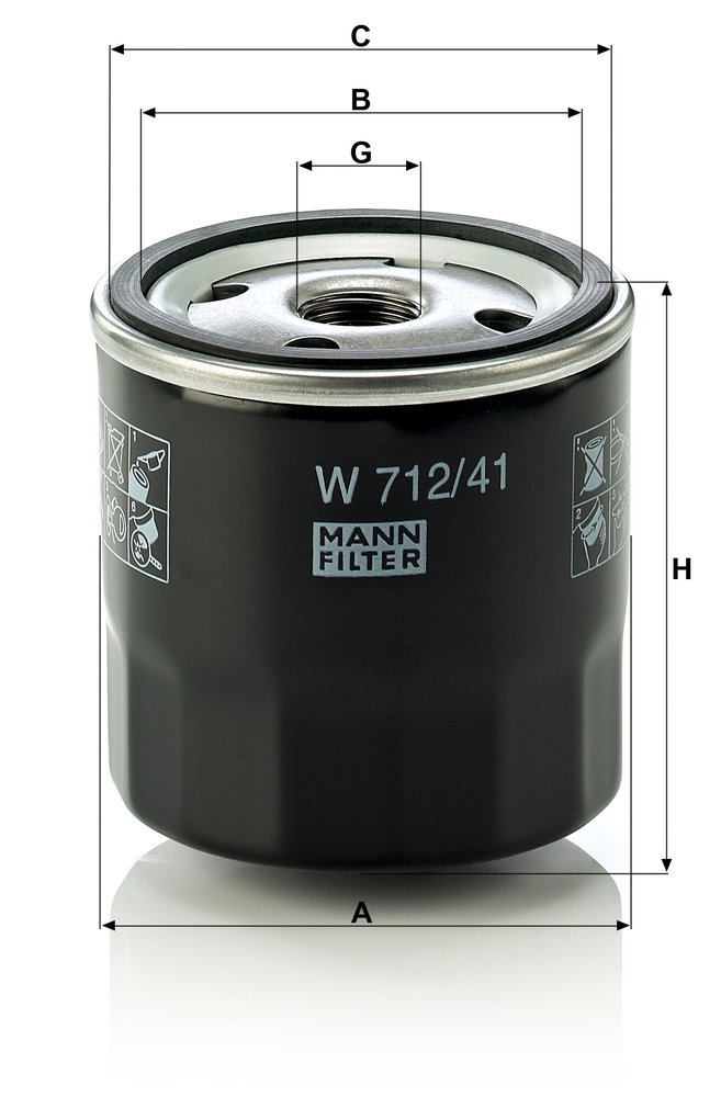 Ilustracja W 712/41 MANN-FILTER filtr oleju