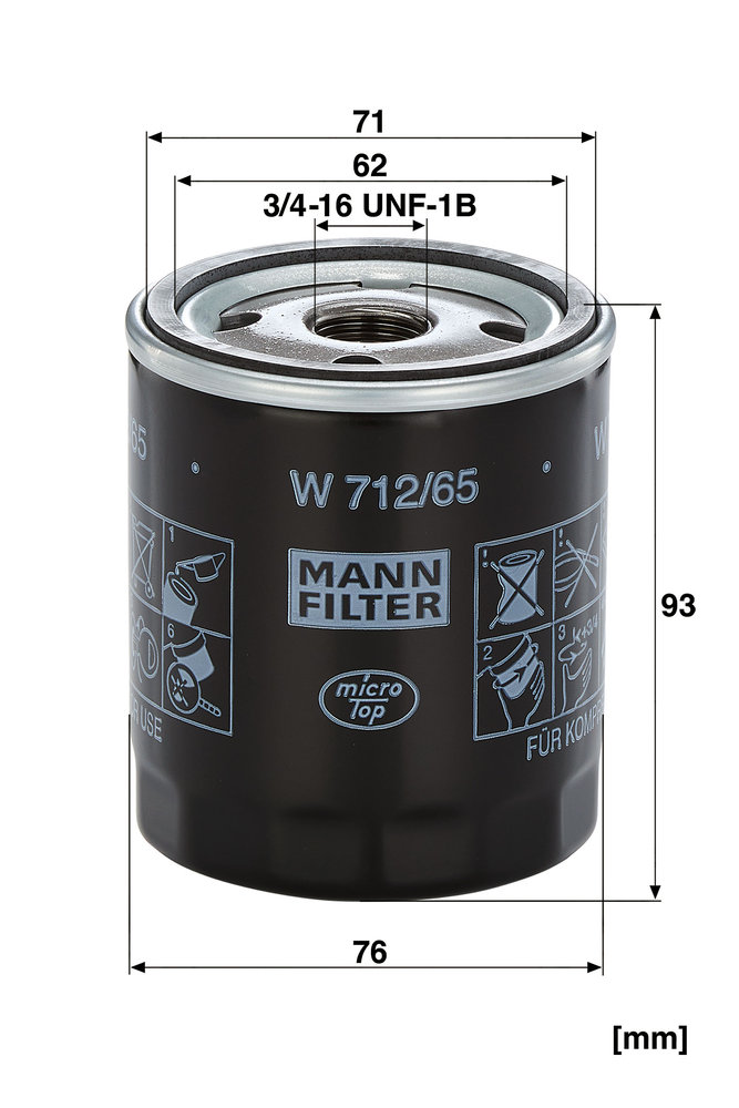 Ilustracja W 712/65 MANN-FILTER filtr oleju