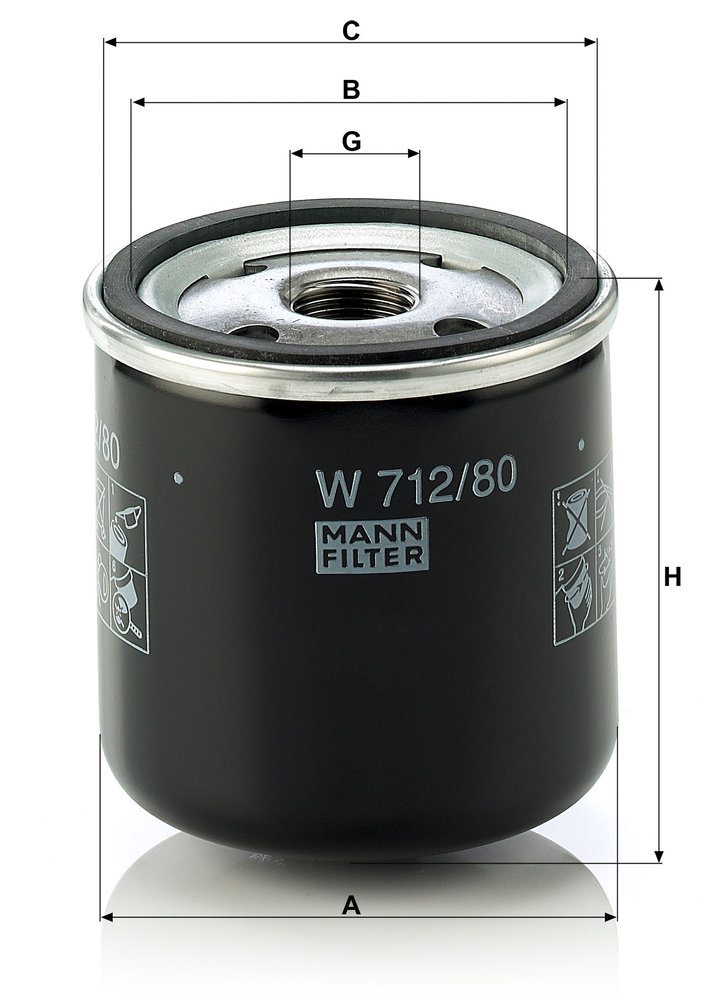 Ilustracja W 712/80 MANN-FILTER filtr oleju