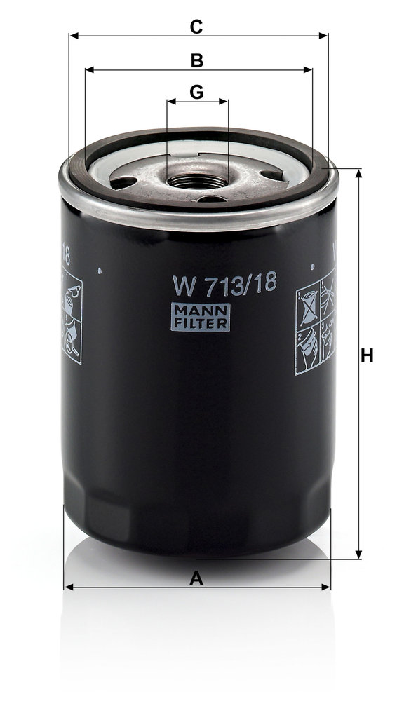 Ilustracja W 713/18 MANN-FILTER filtr oleju