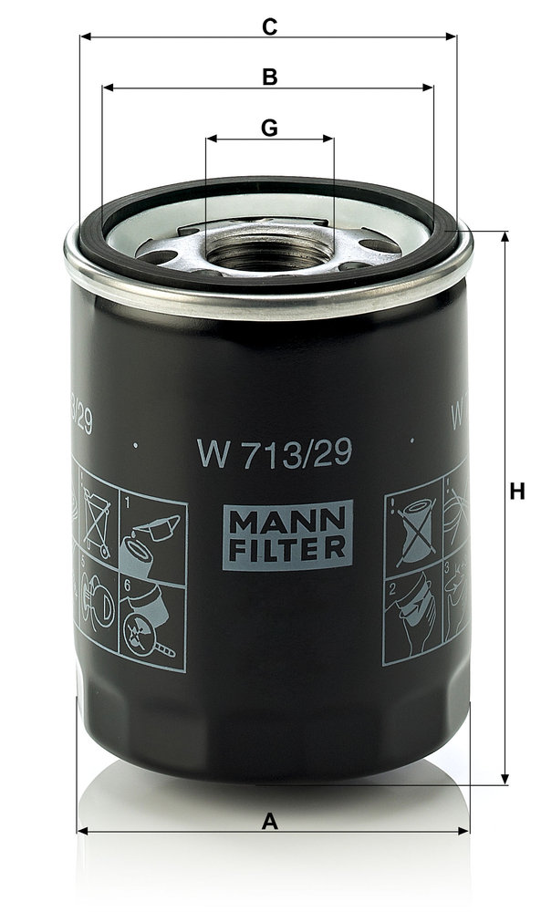 Ilustracja W 713/29 MANN-FILTER filtr oleju