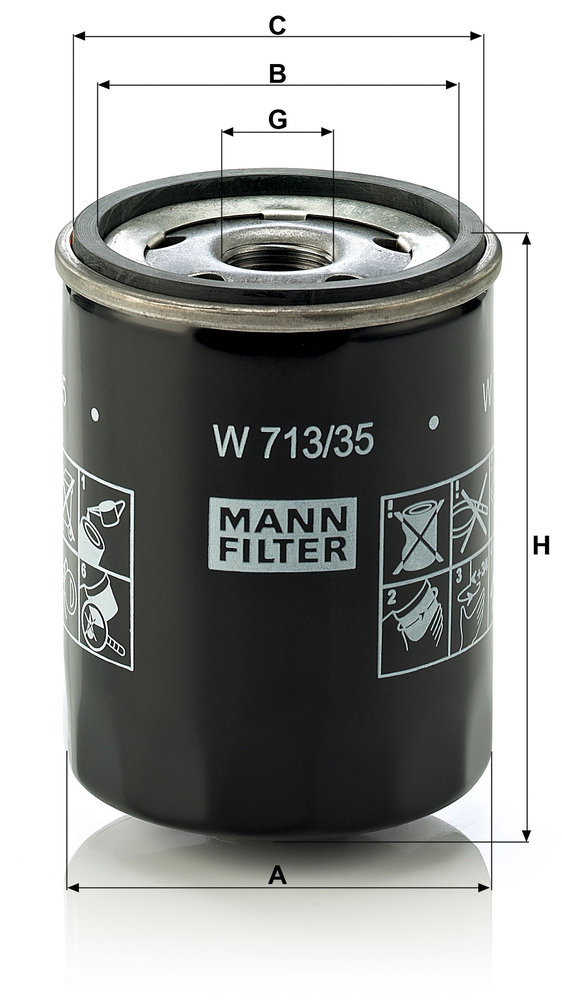 Ilustracja W 713/35 MANN-FILTER filtr oleju