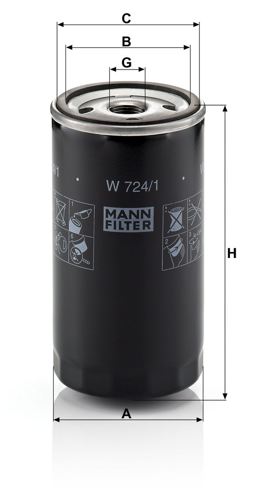 Ilustracja W 724/1 MANN-FILTER filtr oleju