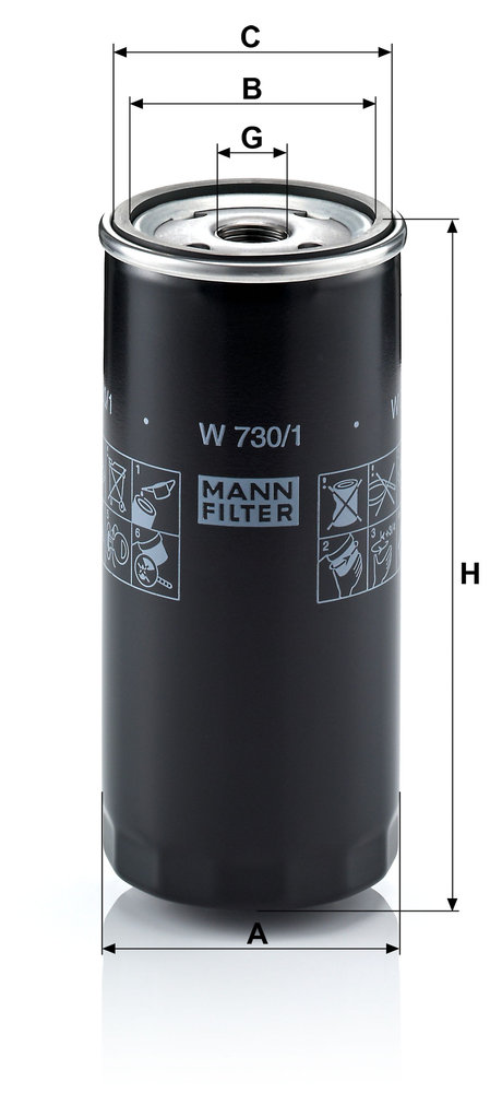 Ilustracja W 730/1 MANN-FILTER filtr oleju