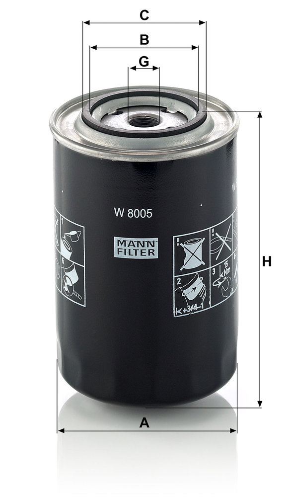 Ilustracja W 8005 MANN-FILTER filtr oleju