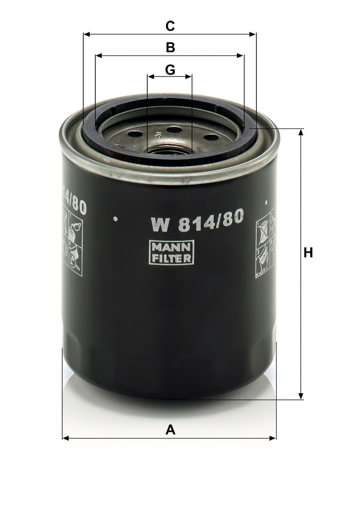 Ilustracja W 814/80 MANN-FILTER filtr oleju