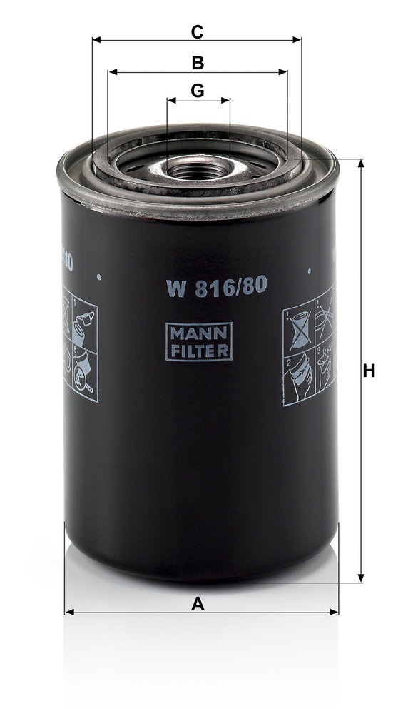 Ilustracja W 816/80 MANN-FILTER filtr oleju