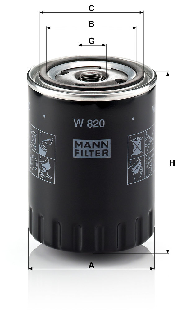 Ilustracja W 820 MANN-FILTER filtr oleju