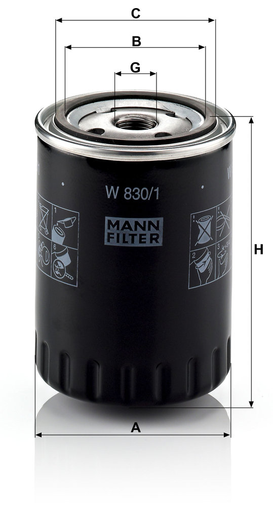 Ilustracja W 830/1 MANN-FILTER filtr oleju