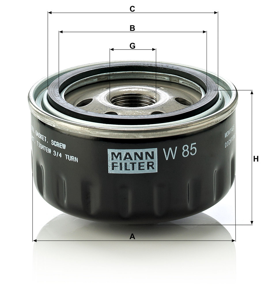 Ilustracja W 85 MANN-FILTER filtr oleju