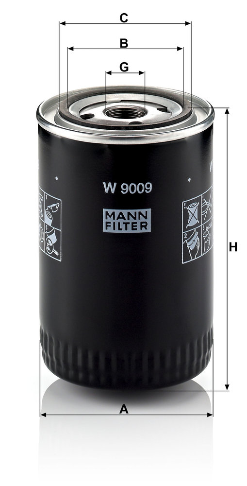 Ilustracja W 9009 MANN-FILTER filtr oleju