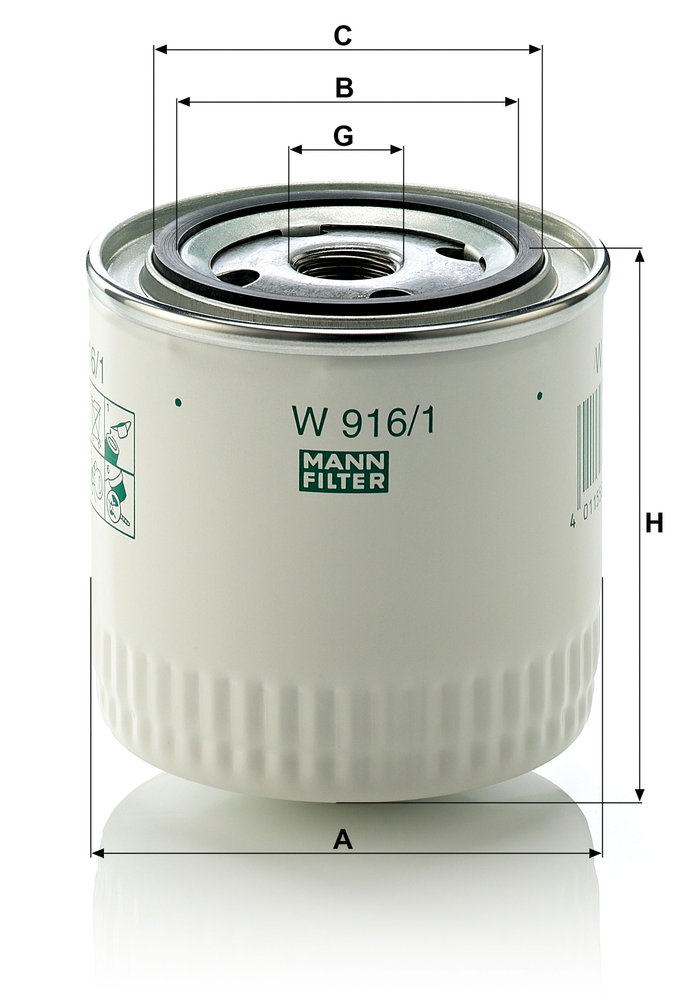 Ilustracja W 916/1 MANN-FILTER filtr oleju
