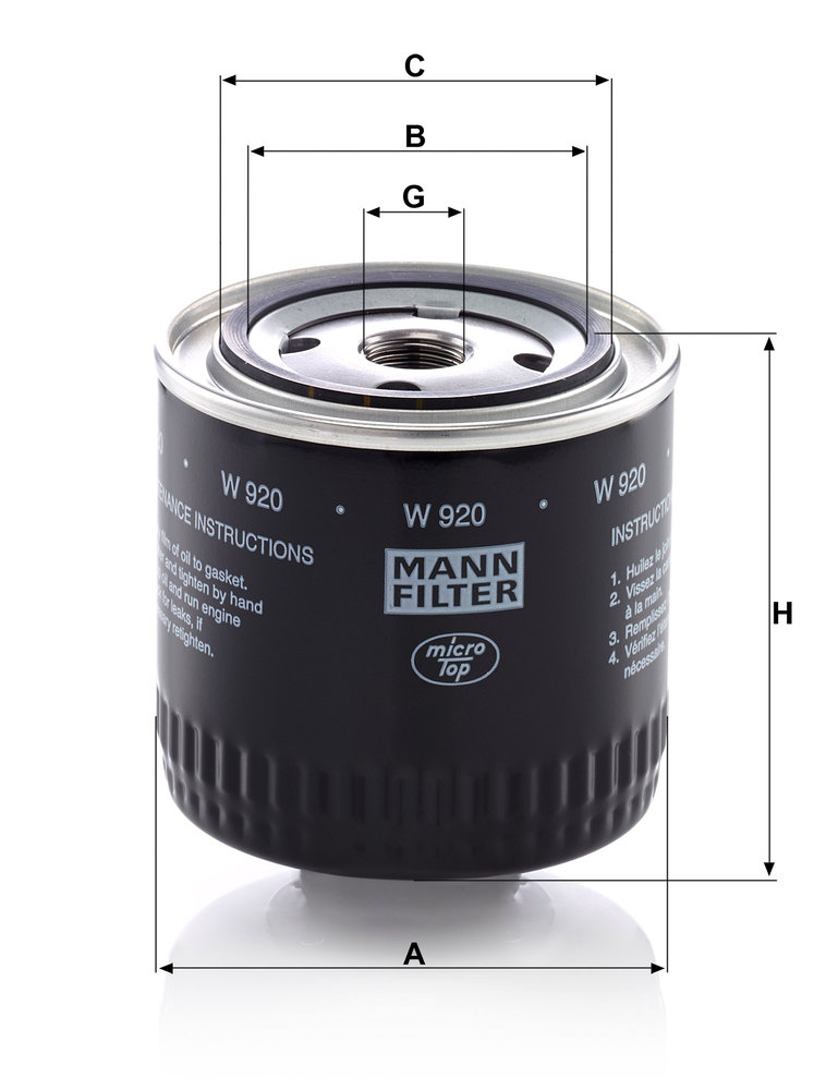 Ilustracja W 920 MANN-FILTER filtr oleju