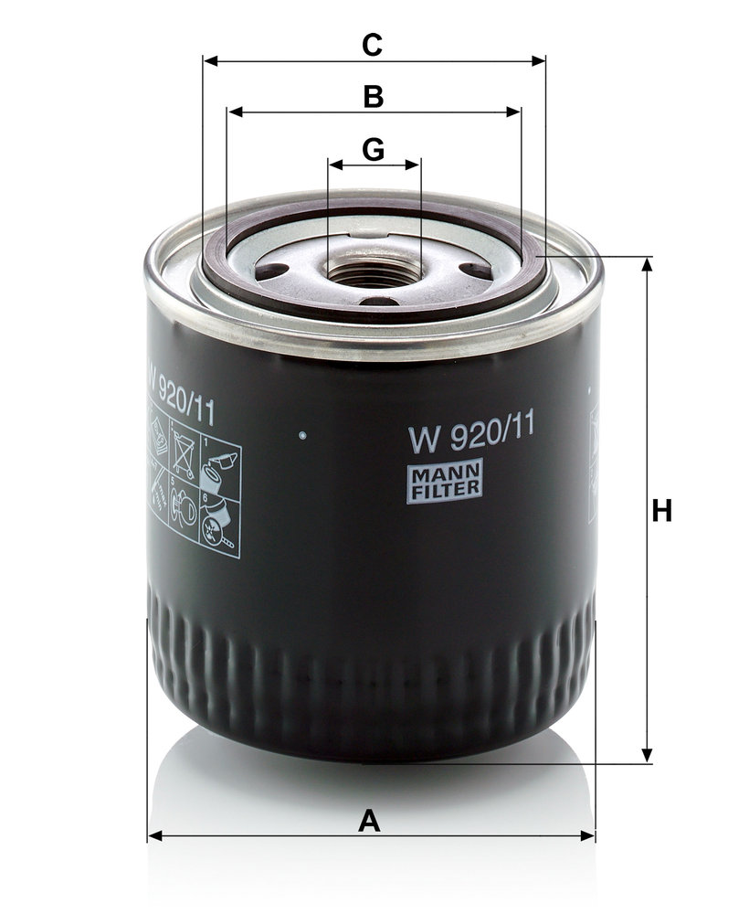 Ilustracja W 920/11 MANN-FILTER filtr oleju