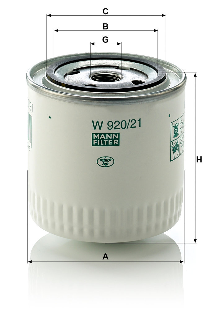 Ilustracja W 920/21 MANN-FILTER filtr oleju
