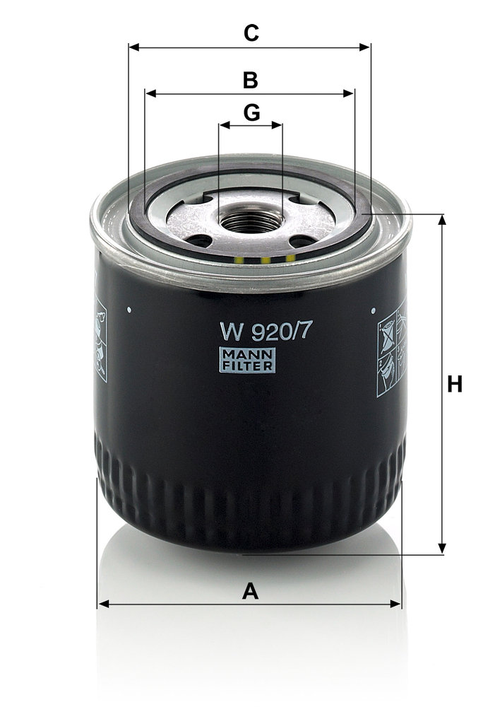 Ilustracja W 920/7 MANN-FILTER filtr oleju