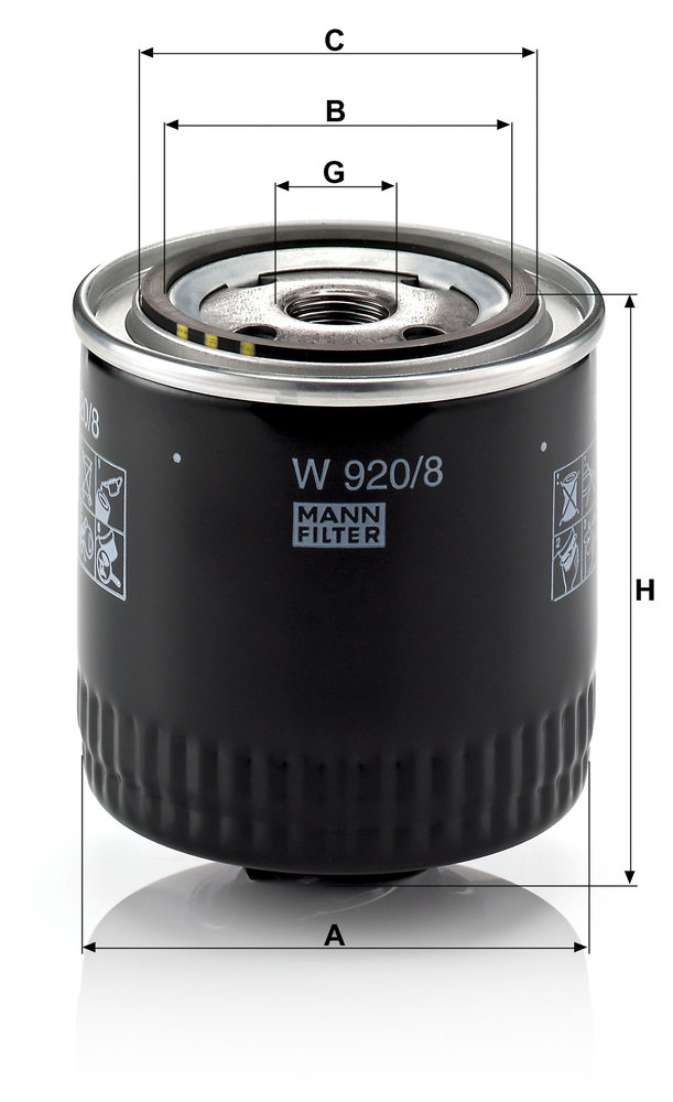 Ilustracja W 920/8 MANN-FILTER filtr oleju
