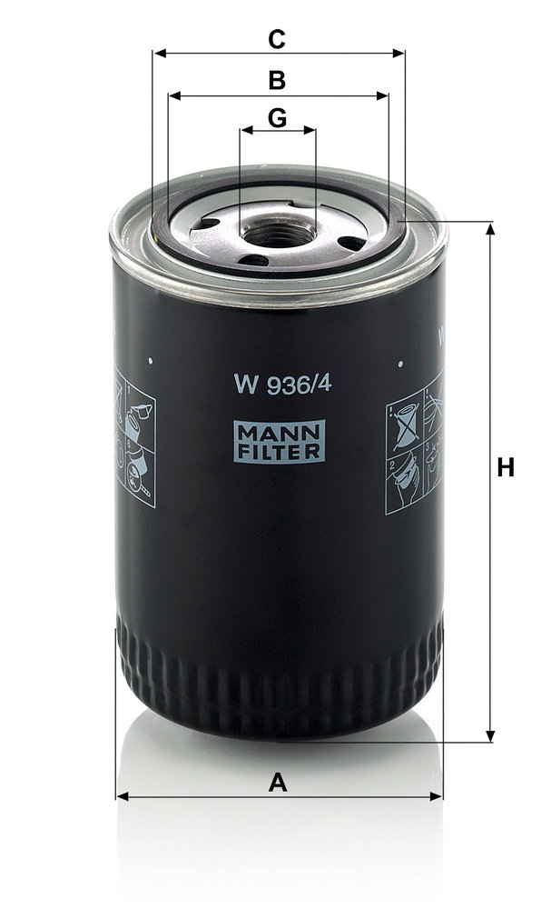 Ilustracja W 936/4 MANN-FILTER filtr oleju