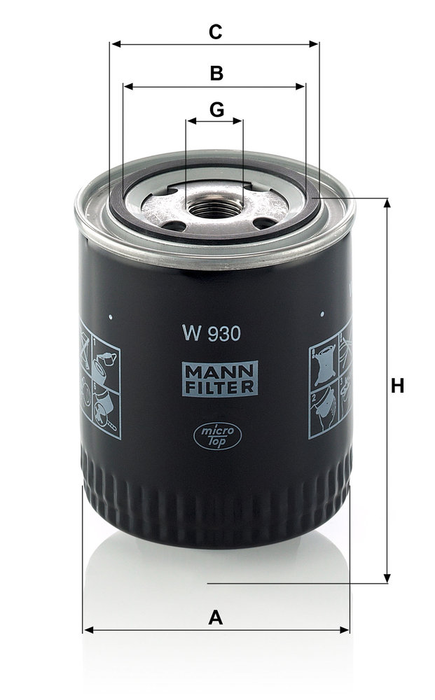 Ilustracja W 930 MANN-FILTER filtr oleju