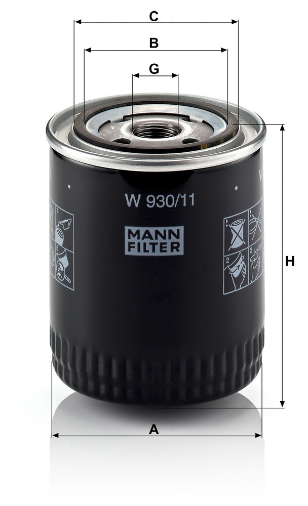 Ilustracja W 930/11 MANN-FILTER filtr oleju