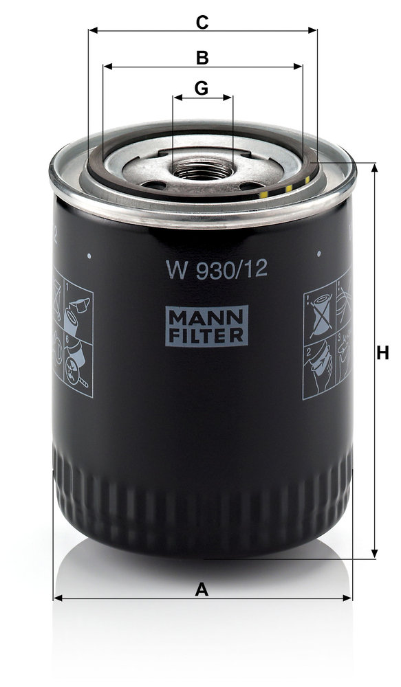 Ilustracja W 930/12 MANN-FILTER filtr oleju